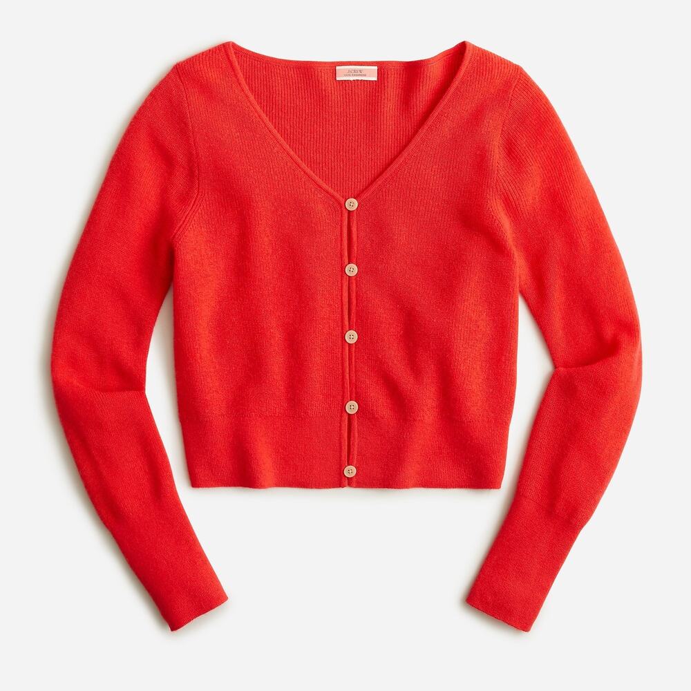 J. Crew Women's Featherweight Cashmere Cropped Cardigan Sweater Size Large NWT